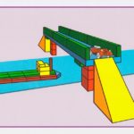 Схема, иллюстрирующая сборку моста и кораблика из деревянного конструктора