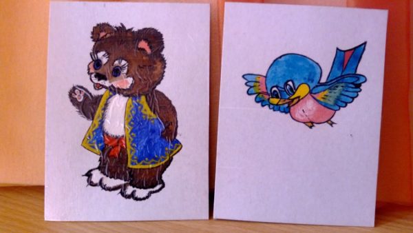 Картинки с медведем и птичкой для обозначения настроения мелодии