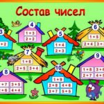 числовые домики на цветном фоне