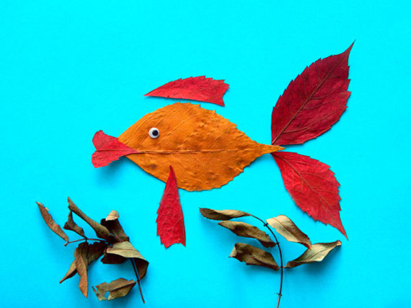 Рыбка из сухих листьев