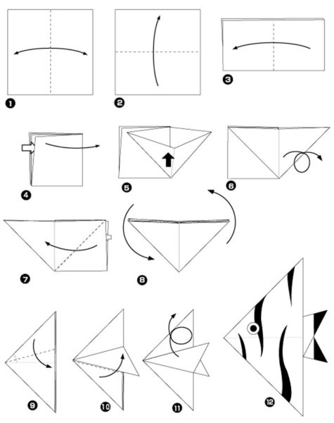 Шаблон для изготовления рыбки оригами
