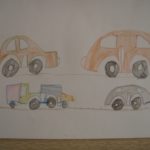 Машины на дороге карандашами