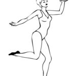 Шаблон гимнастка с мячом