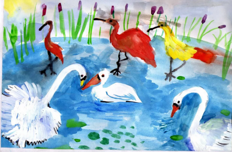 Рисуем поэтапно с детьми зимующих птиц