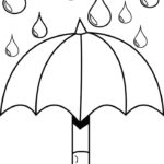 Раскраска Капли и зонт