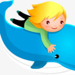 Анимационная девочка на дельфине