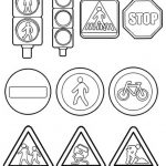 Шаблон для раскрашивания Дорожные знаки